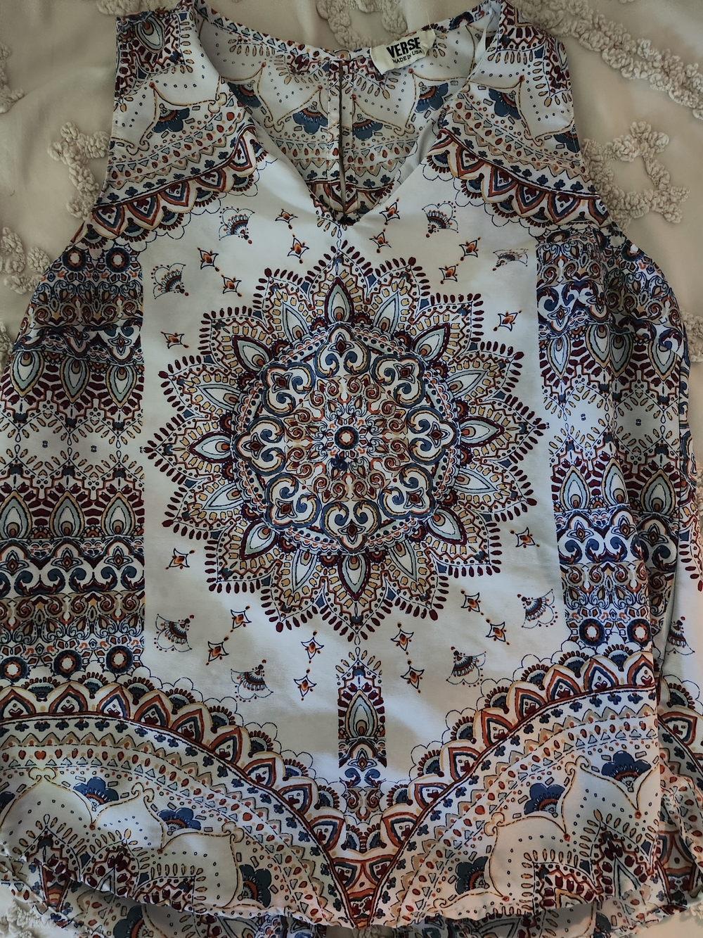 Verse White Boho Medallion Sleeveless Blouse
